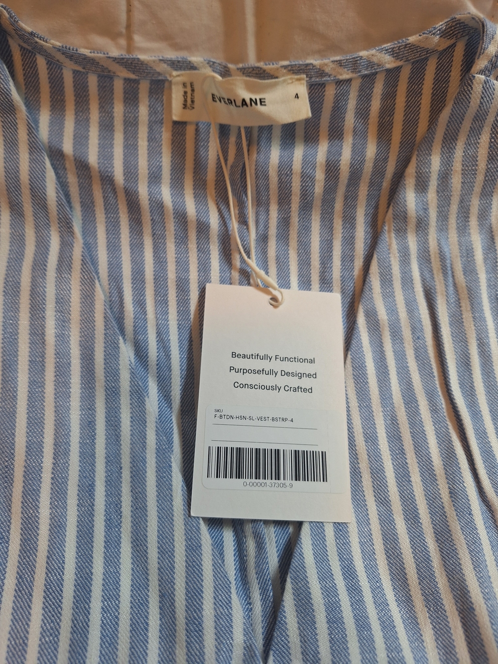 Everlane Blue and White Striped Vest Top
